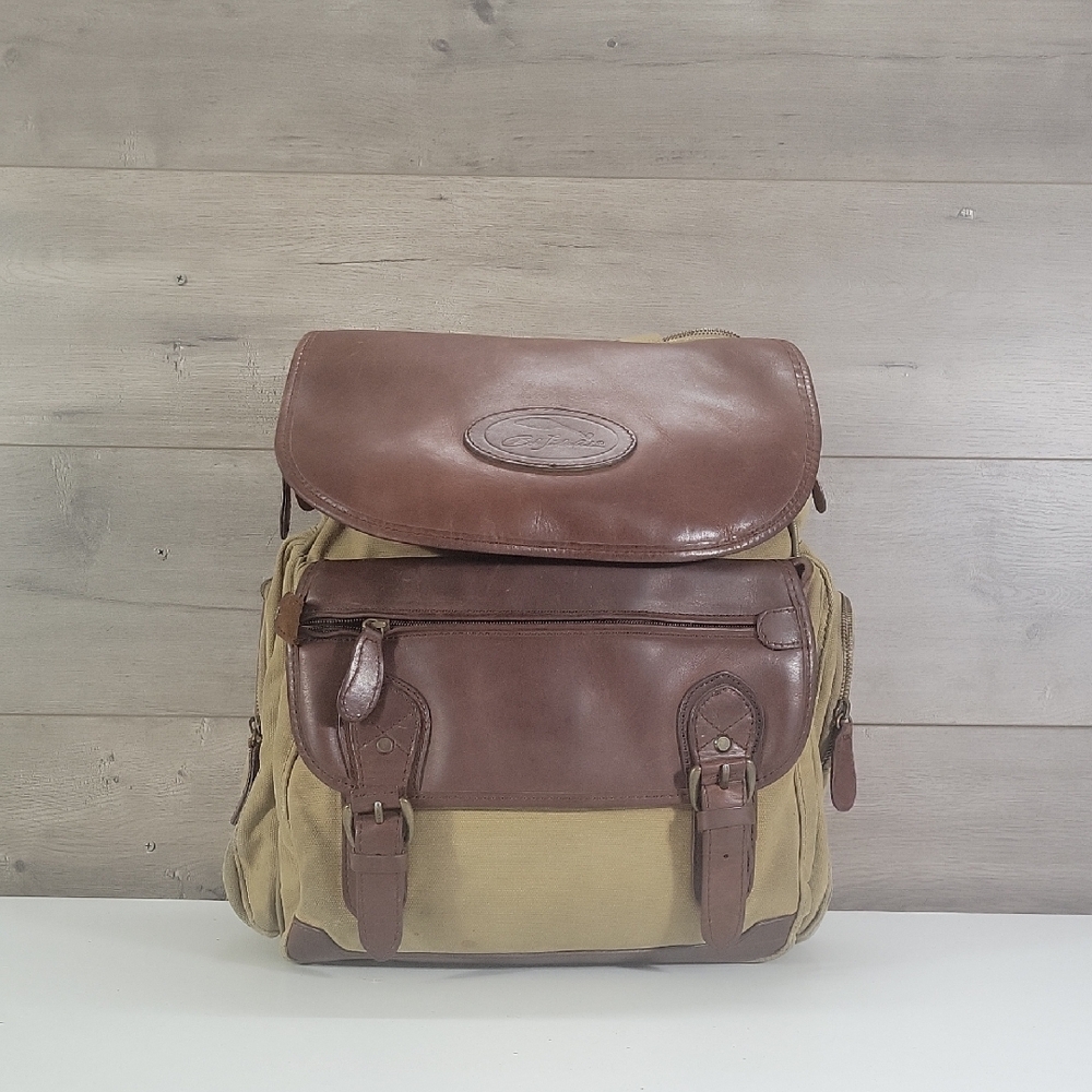 Men's Bob Timberlake Waxed Canvas and Brown Leather Laptop Backpack